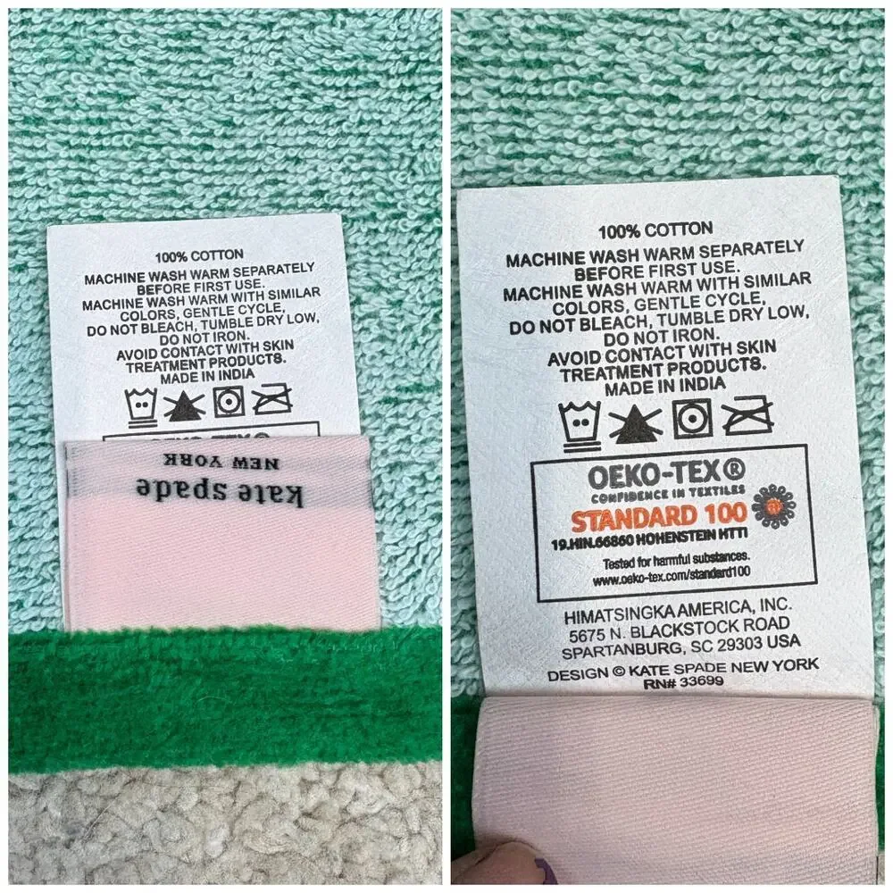 NWOT Kate Spade New York Green White Polka Dot Spade Cotton Beach Towel